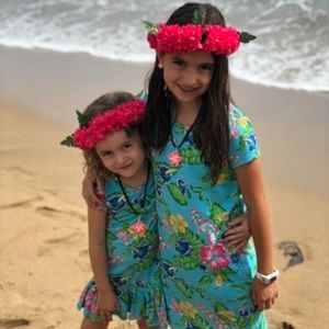 Polo Ralph Lauren’s girls Aqua floral T-shirt dress size medium (8-10) EUC